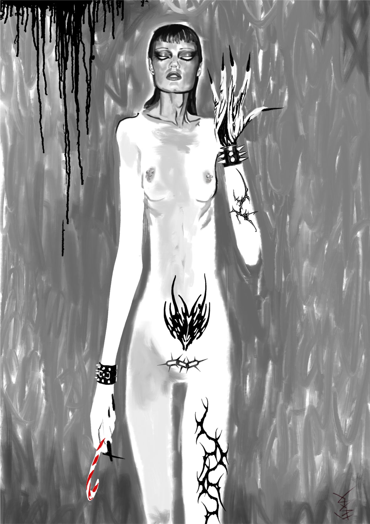 Grave lady with candy