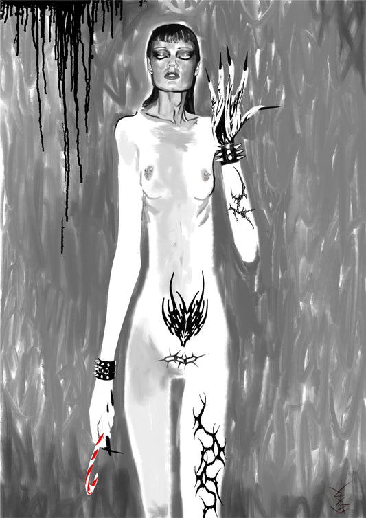 Grave lady with candy